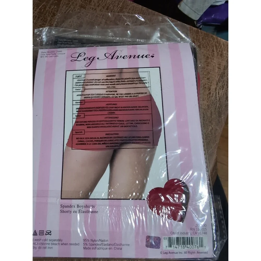 XX 400761 Leg Avenue Red Spandex Boyshorts 90-160 lbs. ( 1 Pair )